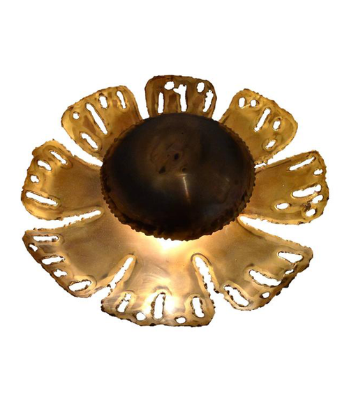 A HOLM SORENSEN BRASS FLOWER WALL LIGHT