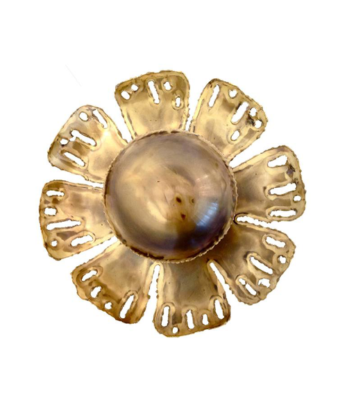 A HOLM SORENSEN BRASS FLOWER WALL LIGHT