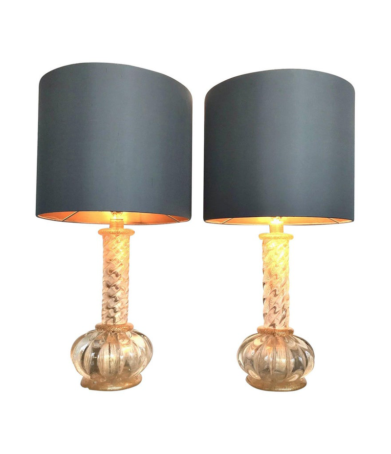 A LOVELY PAIR OF BAROVIER AND TOSO GOLD LEAF MURANO GLASS LAMPS