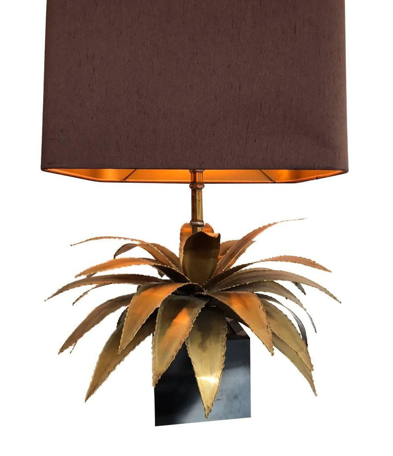 A MAISON JANSEN BRASS PALM TREE TABLE LAMP