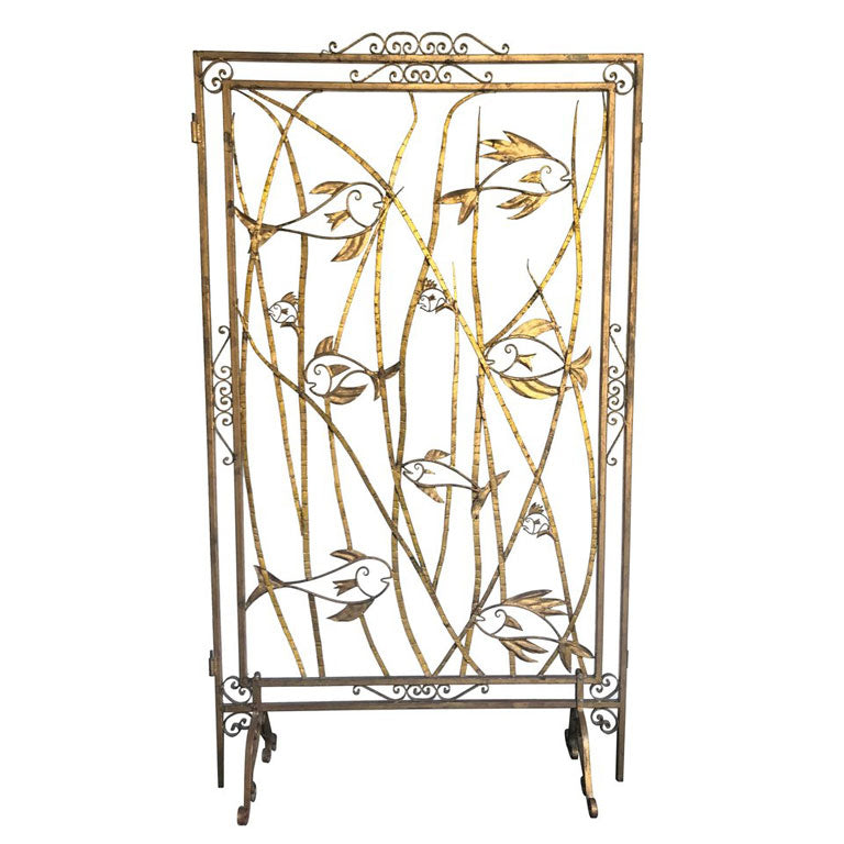 A STUNNING SET OF 5 1950S FRENCH GILT METAL SCREEN ROOM DIVIDERS