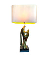 A 1970S SCULPTURAL LAMP IN THE STYLE OF ALAIN CHERVET WITH BLACK LACQUERED BASE