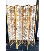 A LARGE 1970S FRENCH RIVIERA HINGED SIX PANEL BAMBOO SCREEN, ROOM DIVIDER