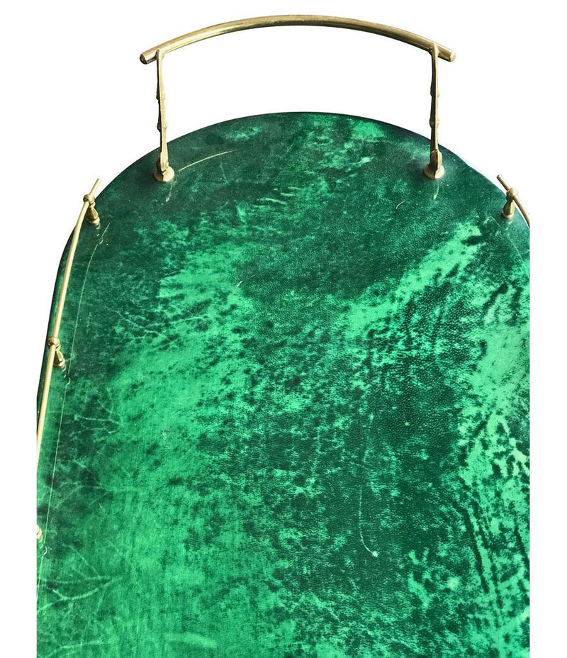 ALDO TURA BAR TROLLEY IN RARE MALACHITE GREEN GOATSKIN