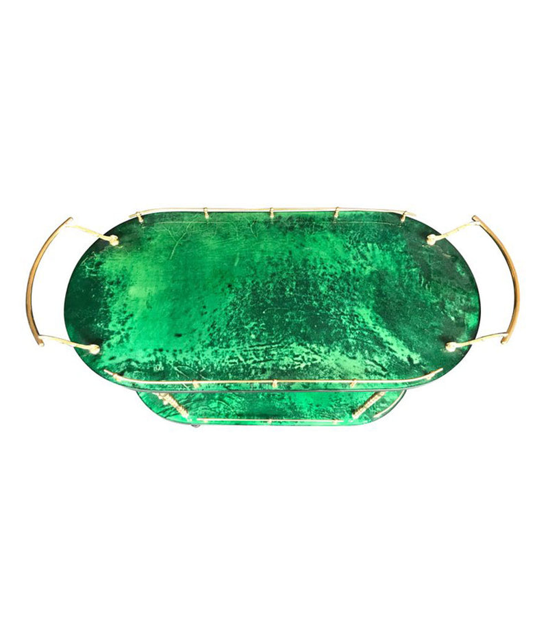 ALDO TURA BAR TROLLEY IN RARE MALACHITE GREEN GOATSKIN