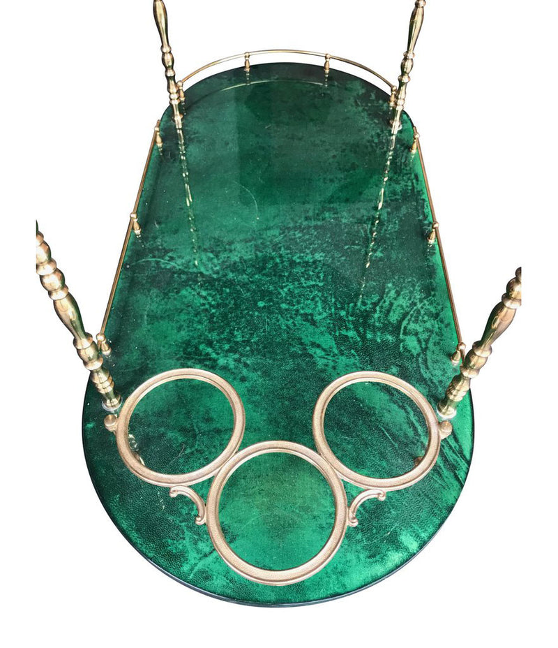 ALDO TURA BAR TROLLEY IN RARE MALACHITE GREEN GOATSKIN