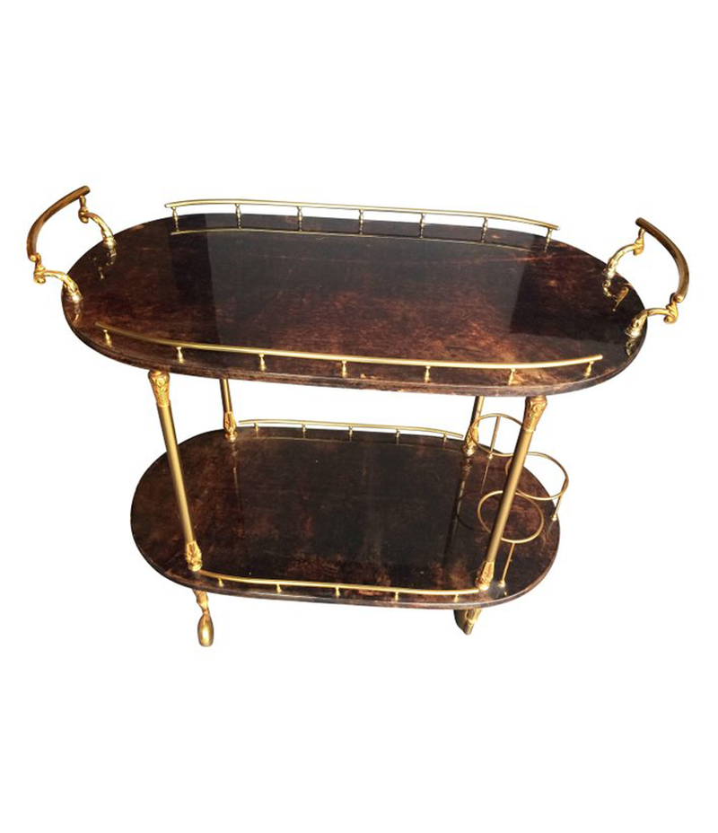 ALDO TURA GOATSKIN BAR TROLLEY