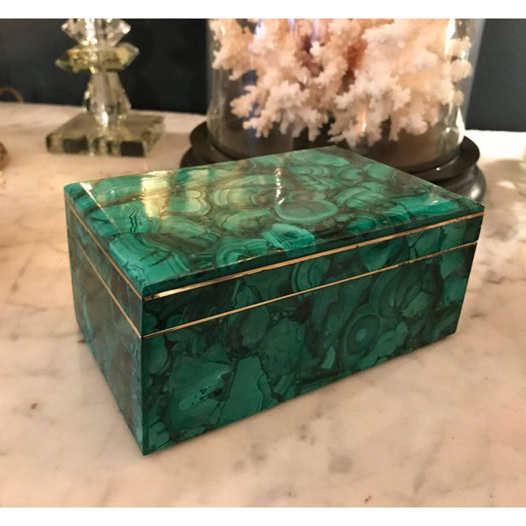 ART DECO MALACHITE JEWELRY BOX