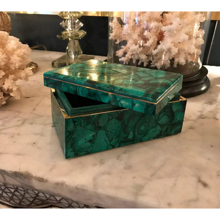 ART DECO MALACHITE JEWELRY BOX