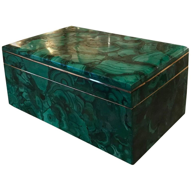 ART DECO MALACHITE JEWELRY BOX