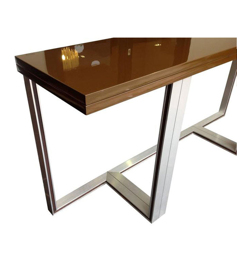 ARTELANO BROWN LACQUER EXTENDING CONSOLE TABLE