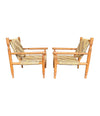 A WONDERFUL PAIR OF 1950S FRENCH ROPE AND WOOD CHAIRS BY AUDOUX AND MINET