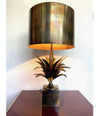 A MAISON CHARLES "AGAVE A GORGE" BRONZE LAMPS WITH ORIGNAL BRONZE SHADE, SIGNED