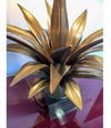 A MAISON CHARLES "AGAVE A GORGE" BRONZE LAMPS WITH ORIGNAL BRONZE SHADE, SIGNED
