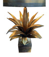 A MAISON CHARLES "AGAVE A GORGE" BRONZE LAMPS WITH ORIGNAL BRONZE SHADE, SIGNED