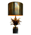 A MAISON CHARLES "AGAVE A GORGE" BRONZE LAMPS WITH ORIGNAL BRONZE SHADE, SIGNED
