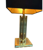 A PAIR OF 1970S WILLY RIZZO STLYE BRASS LAMPS WITH NEW BESPOKE SHADES