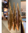 PAIR OF HOLM SORENSEN TORCH CUT BRASS BRUTALIST WALL SCONCES WITH TWO FITTINGS