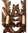 A PAIR OF LARGE 1940S ITALIAN CARVED GILTWOOD LEAF SCONCES WITH TWO FITTINGS.