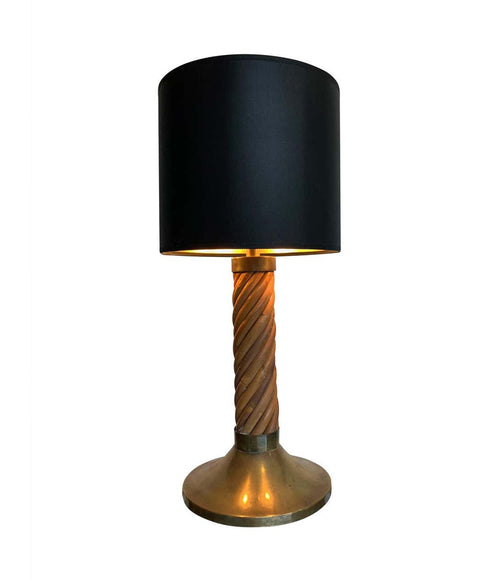 A RARE ITALIAN BAMBOO LAMP WITH BRASS BASE AND FITTINGS BY FERDINANDO LOFFREDO