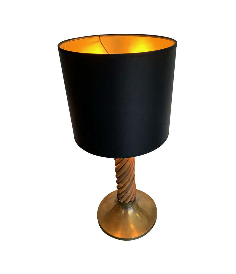 A RARE ITALIAN BAMBOO LAMP WITH BRASS BASE AND FITTINGS BY FERDINANDO LOFFREDO