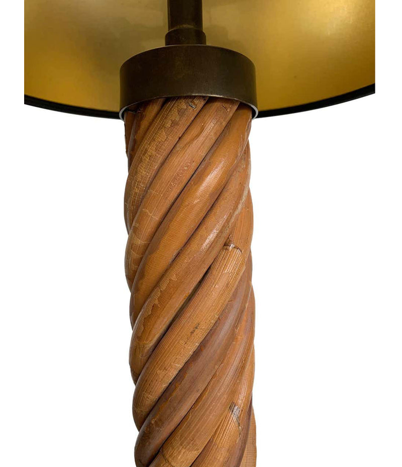 A RARE ITALIAN BAMBOO LAMP WITH BRASS BASE AND FITTINGS BY FERDINANDO LOFFREDO