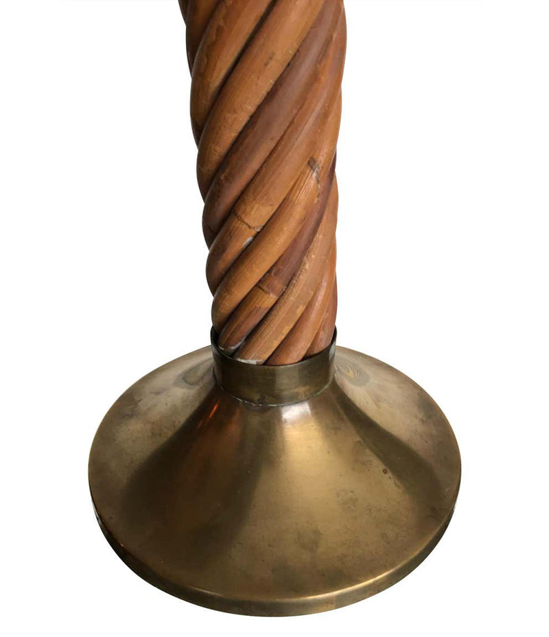A RARE ITALIAN BAMBOO LAMP WITH BRASS BASE AND FITTINGS BY FERDINANDO LOFFREDO