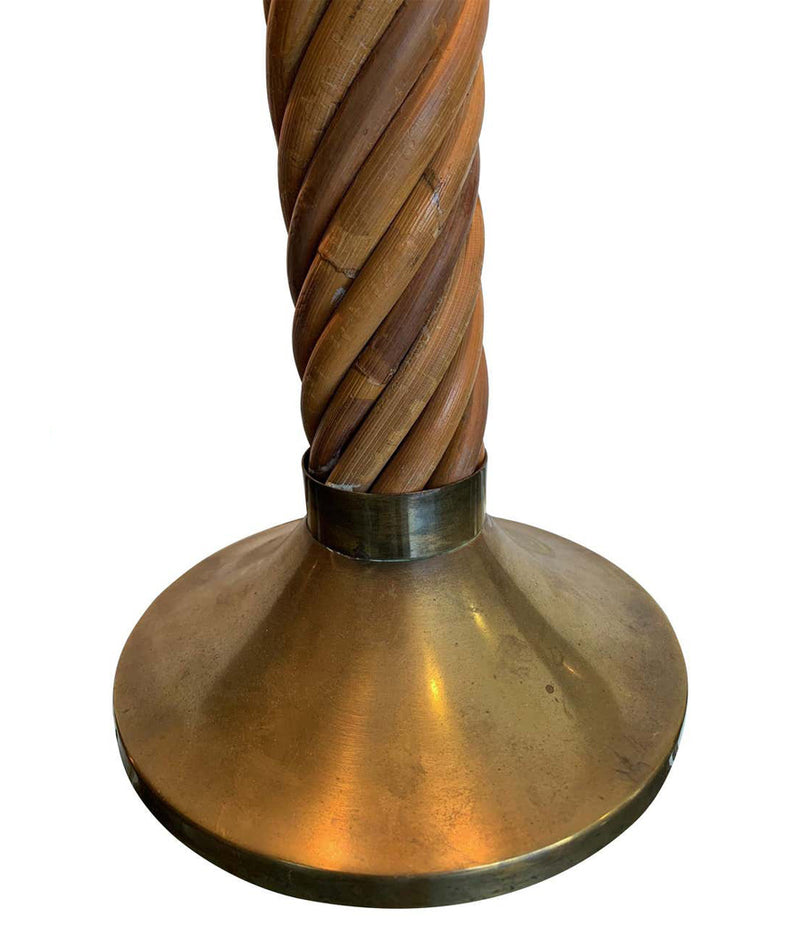 A RARE ITALIAN BAMBOO LAMP WITH BRASS BASE AND FITTINGS BY FERDINANDO LOFFREDO