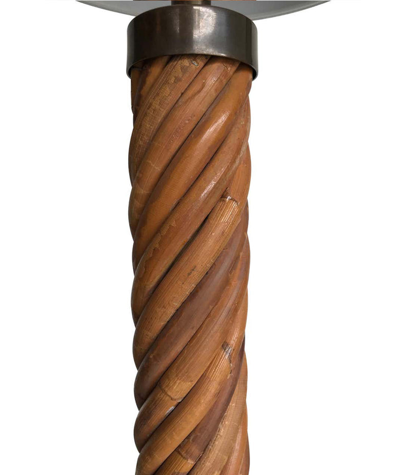 A RARE ITALIAN BAMBOO LAMP WITH BRASS BASE AND FITTINGS BY FERDINANDO LOFFREDO