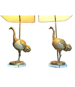 A RARE PAIR OF GABRIELLA CRESPI "STRUZZO" LAMPS WITH REAL OSTRICH EGG BODIES