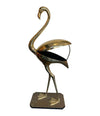 A STUNNING LARGE BRASS FLAMINGO SCULPTURE BY FONDICA WITH HINGES BACK WINGS