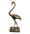 A STUNNING LARGE BRASS FLAMINGO SCULPTURE BY FONDICA WITH HINGES BACK WINGS