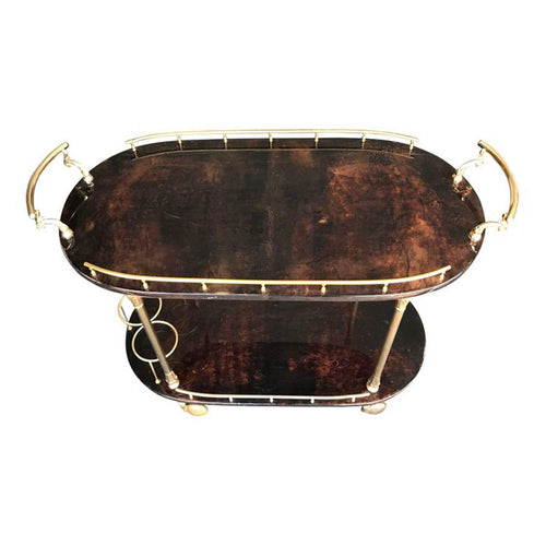 ALDO TURA GOATSKIN BAR TROLLEY