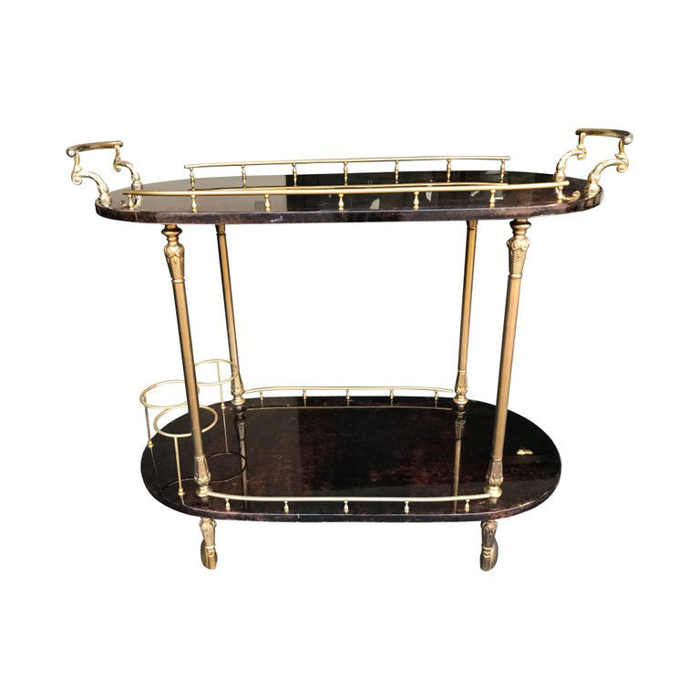 ALDO TURA GOATSKIN BAR TROLLEY