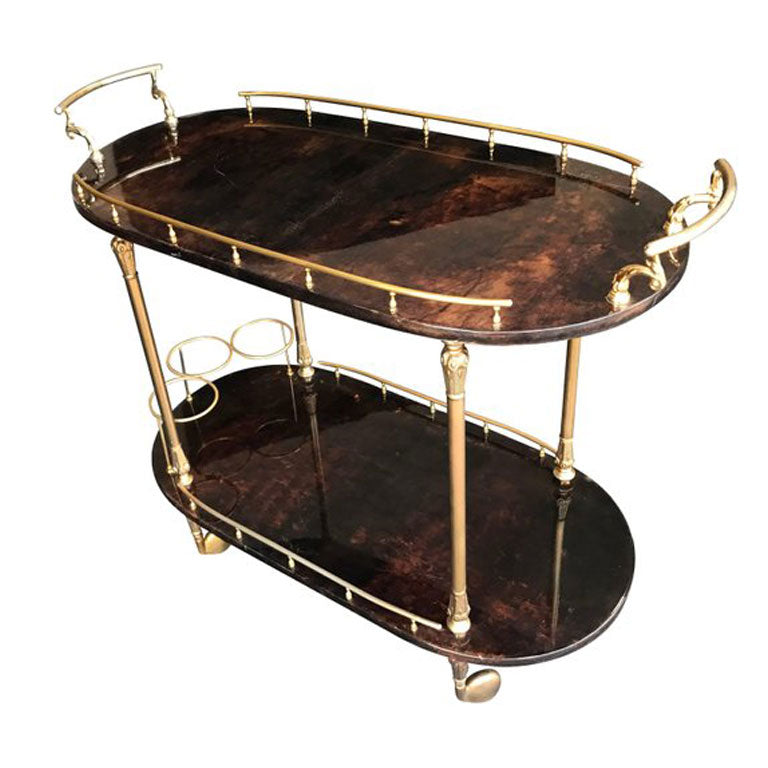 ALDO TURA GOATSKIN BAR TROLLEY