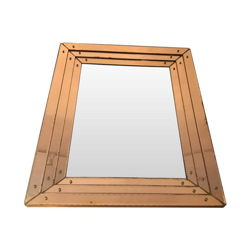 ART DECO MIRROR WITH ROSE MIRRORED SURROUND