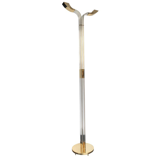 ART DECO STYLE LUCITE AND GILT METAL FLOOR LAMP