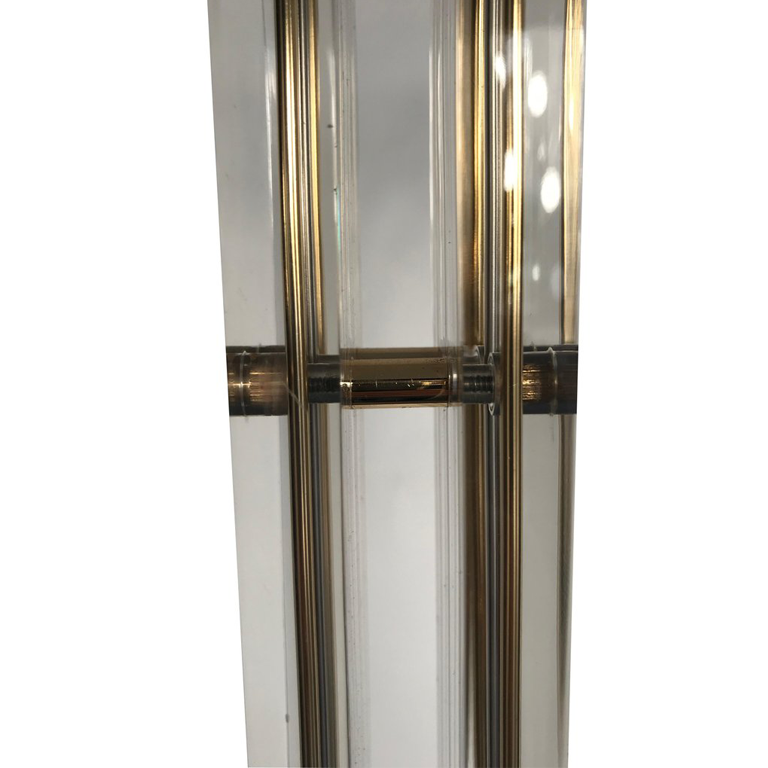 ART DECO STYLE LUCITE AND GILT METAL FLOOR LAMP
