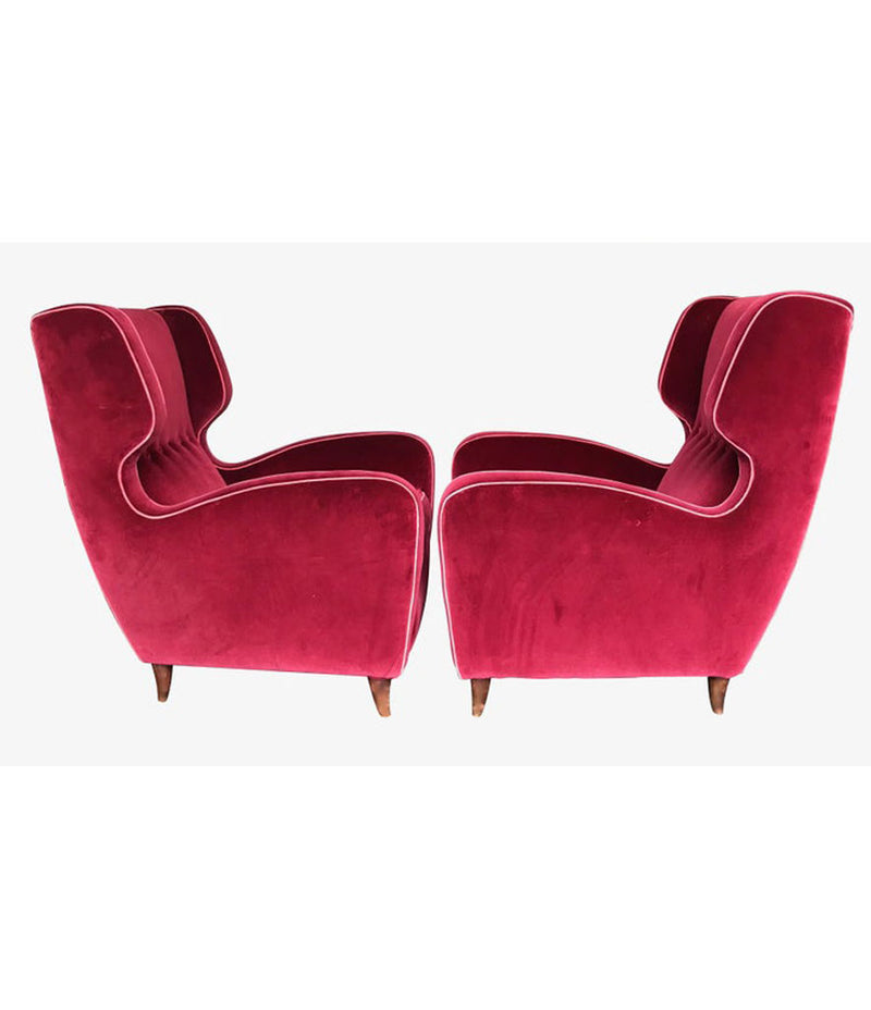 BEAUTIFUL PAIR OF WING BACKED ARMCHAIRS ATTRIBUTED TO GUGLIELMO ULRICH