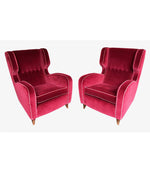 BEAUTIFUL PAIR OF WING BACKED ARMCHAIRS ATTRIBUTED TO GUGLIELMO ULRICH