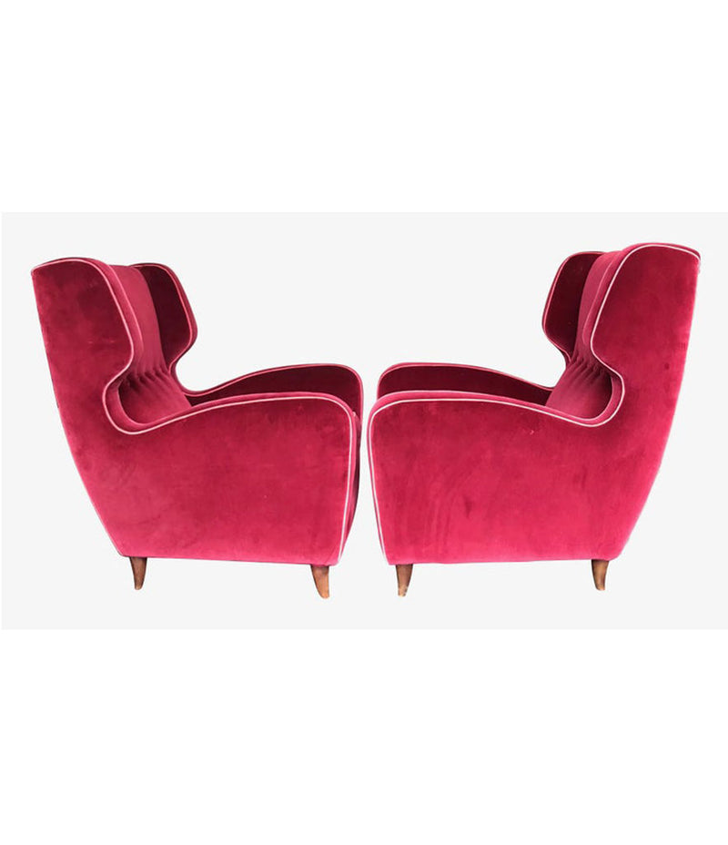 BEAUTIFUL PAIR OF WING BACKED ARMCHAIRS ATTRIBUTED TO GUGLIELMO ULRICH