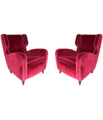 BEAUTIFUL PAIR OF WING BACKED ARMCHAIRS ATTRIBUTED TO GUGLIELMO ULRICH