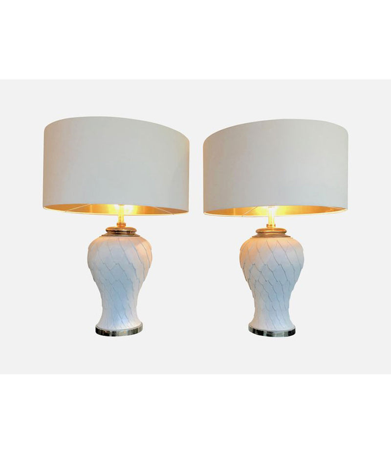 PAIR OF LARGE ITALIAN CERAMIC ARTICHOKE LAMPS