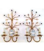 Maison Bagues gilt wall sconces and rock crystal 