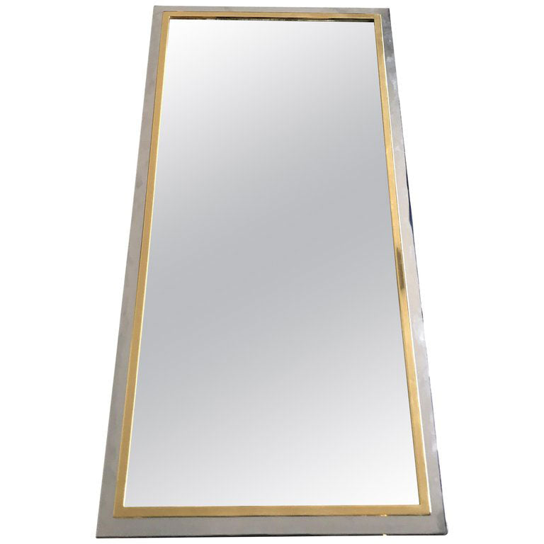 BELGO CHROME MIRROR WITH BRASS AND CHROME FRAME