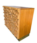 Mid century cabinet brutalist geometric block wood beech in the style of Percival Lafer - Mid Century Furniture