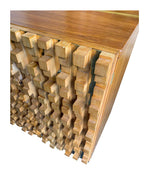 Mid century cabinet brutalist geometric block wood beech in the style of Percival Lafer - Mid Century Furniture