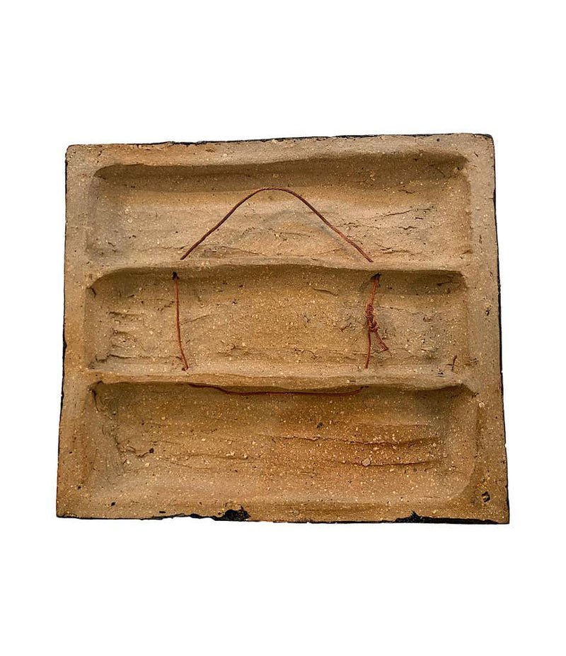 CERAMIC STONEWARE PLAGUE BY AKE HOLM OF A BRUTALIST GEOMETRIC NUDE COUPLE