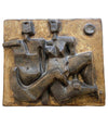 CERAMIC STONEWARE PLAGUE BY AKE HOLM OF A BRUTALIST GEOMETRIC NUDE COUPLE