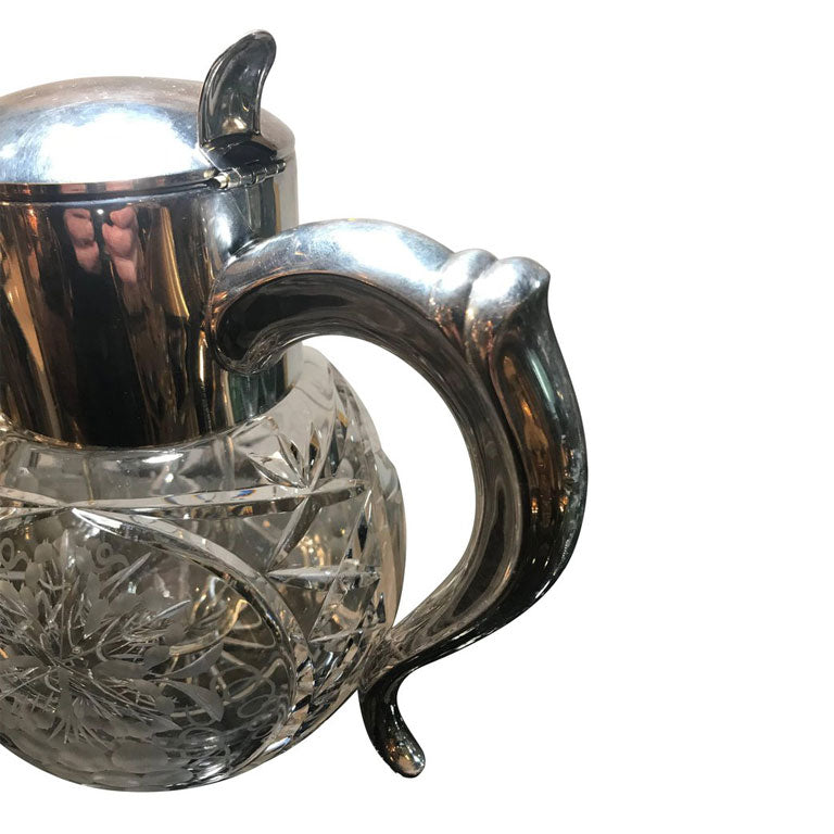 CUT GLASS AND SILVER PLATED LEMONADE OR COCKTAIL JUG